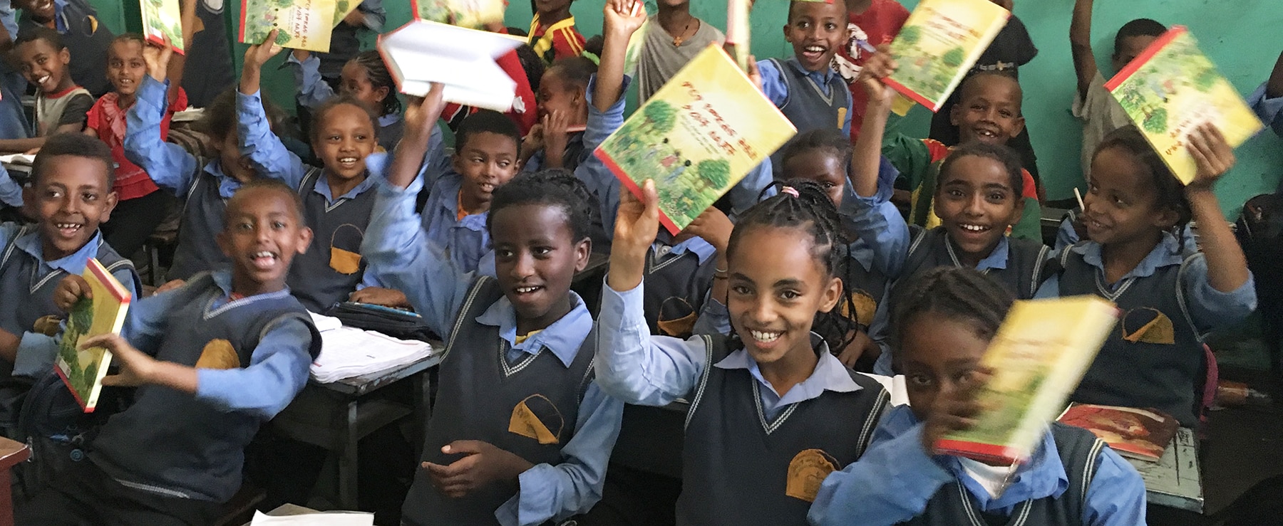 Ethiopia Classroom Of Children With Bible Storybooks