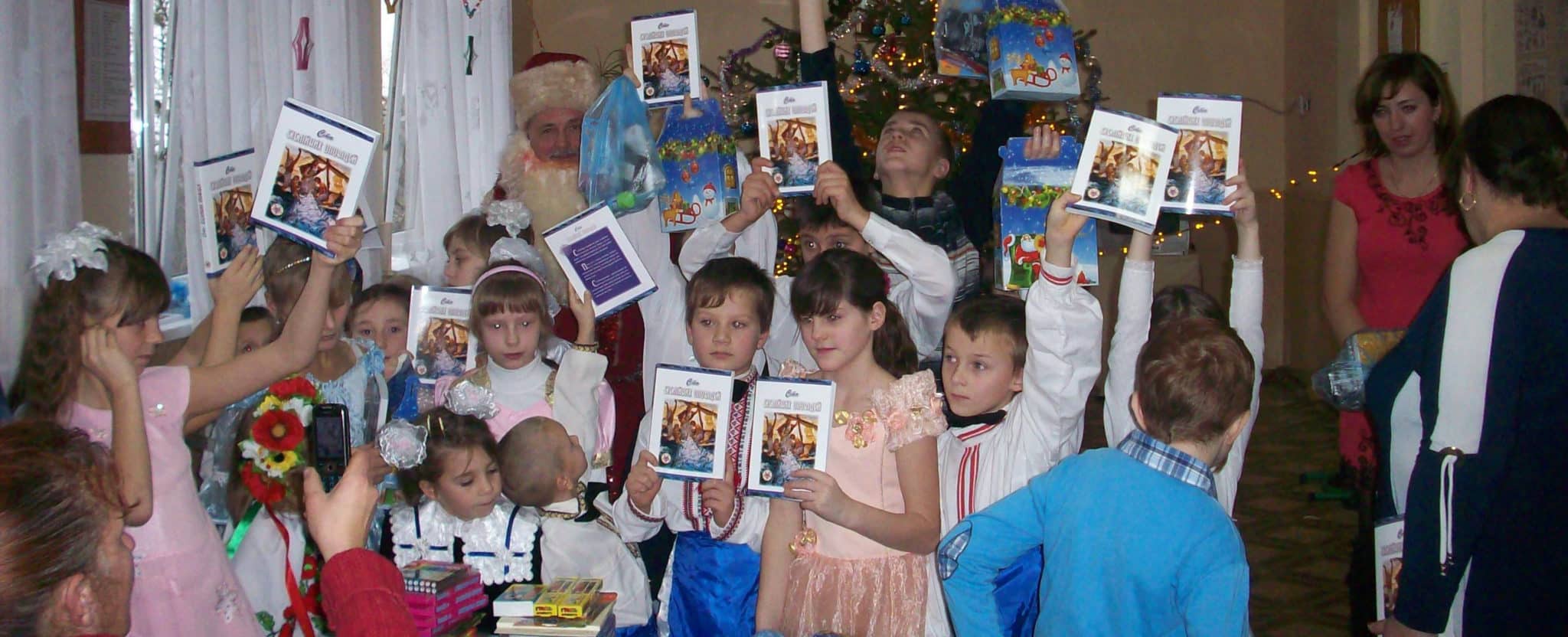 Ukrainian Orphans receiving One Hundred Bible Stories