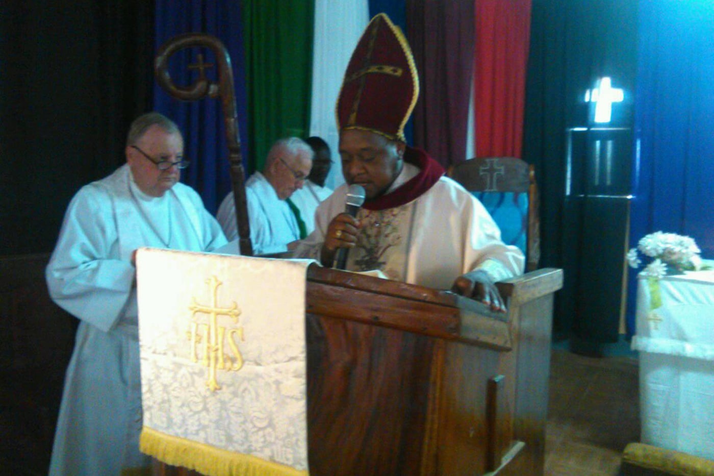 ELCSS/S Bishop Rev. Peter Anibati Abia leads opening services for CLIHM seminary in South Sudan.