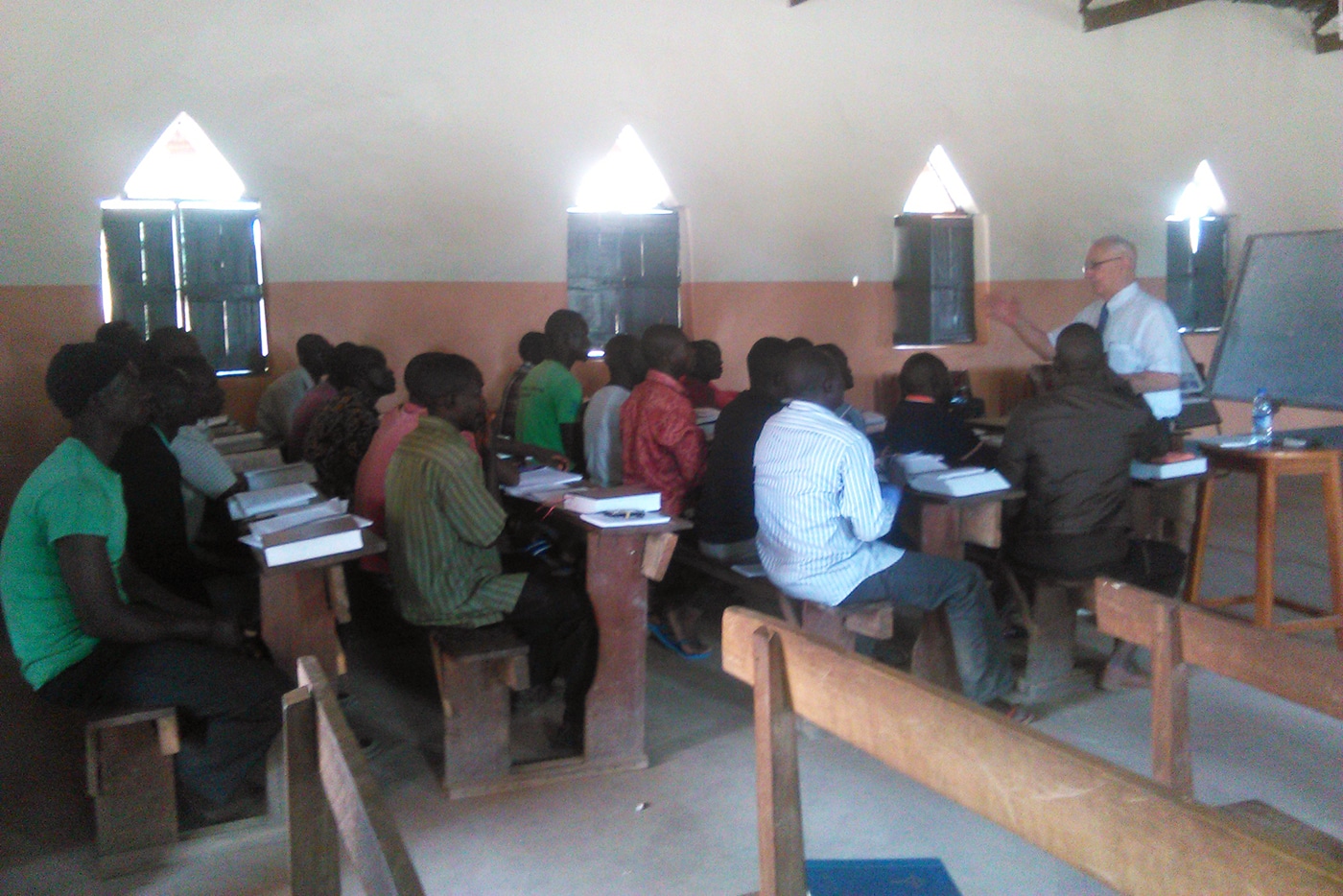 Students at the Sudan seminary attend their first day of class